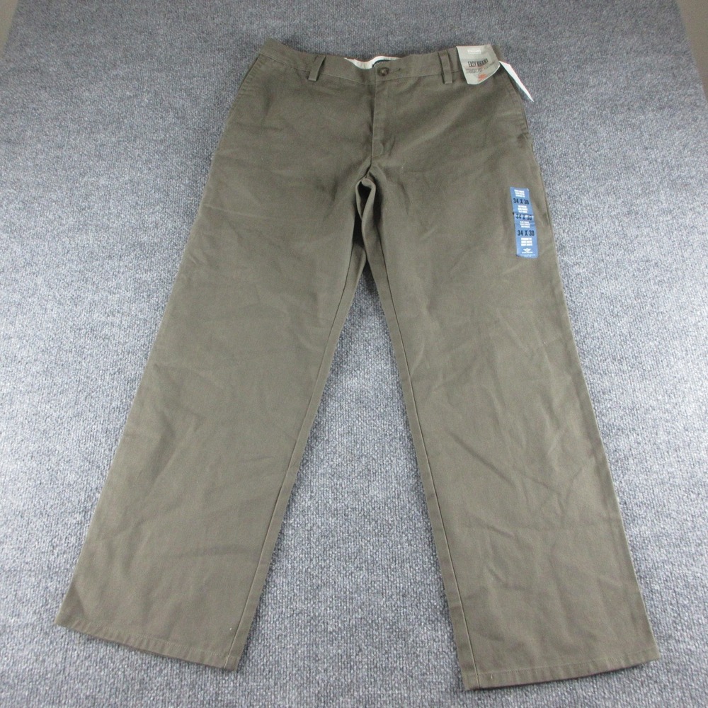 Dockers Pants Mens 34x29 Green Easy Khaki Straight Fit‎ Flat Front Chino Casual